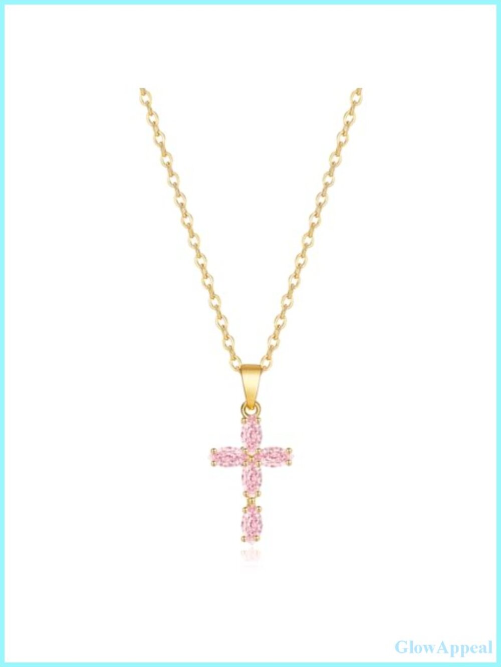 14K Gold Plated Cubic Zirconia Cross Necklace Dainty Pendant Jewelry Gift Women